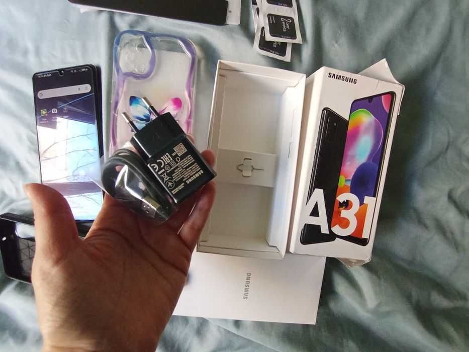 Pachet Complet: Telefon Samsung Galaxy A31 +2 Huse +5 Folii+Incarcator