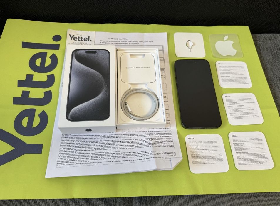 КАТО НОВ 256GB iPhone 15 Pro Yettel Гаранция 2026 Titanium Blue