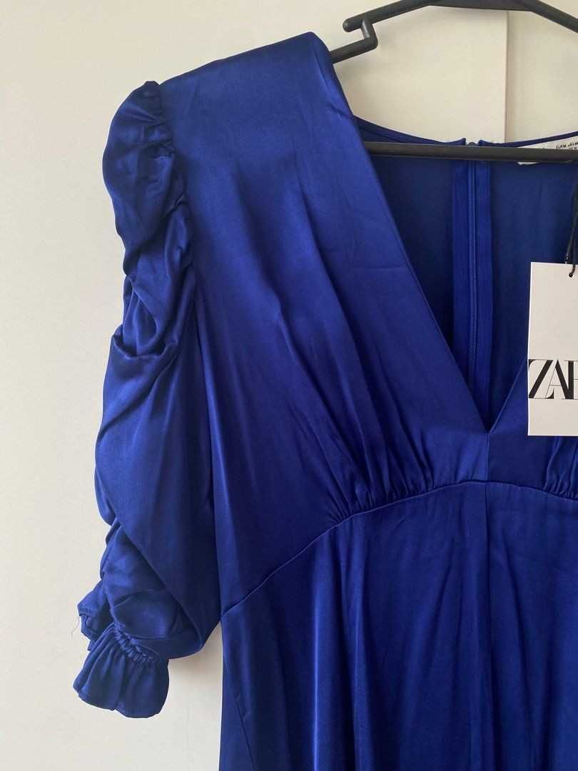 Кралско син сатенен гащеризон, нов с етикет на Зара Zara размер S M