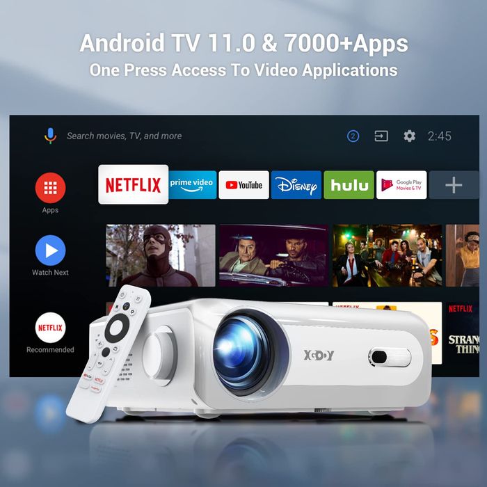 Xgody 4К Интелигентен проектор с Android WiFi Bluetooth,5G 700 ANSI лу