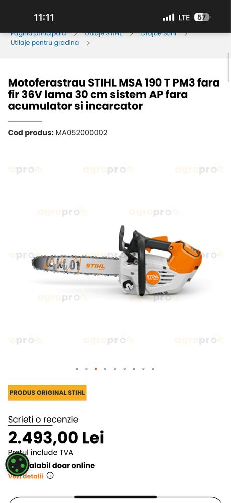 Drujba Stihl MSA 190 T ,noua !