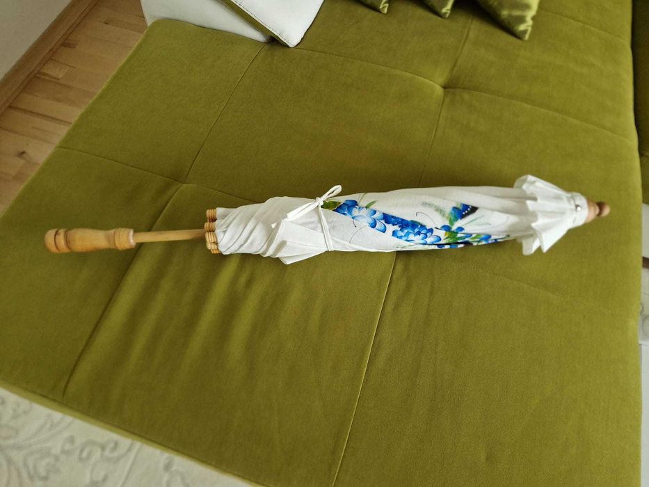 Umbrela decorativa/creativa, din lemn, canvas, traditionala din Asia,