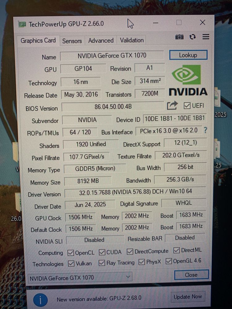 GTX 1070 от PALIT на запчасти