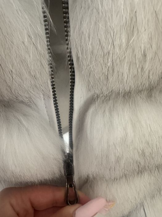 Blana alba de vulpe polara cu guler