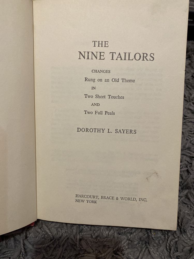 Carte 1934 the nine tailors- Dorothy L. Sayers