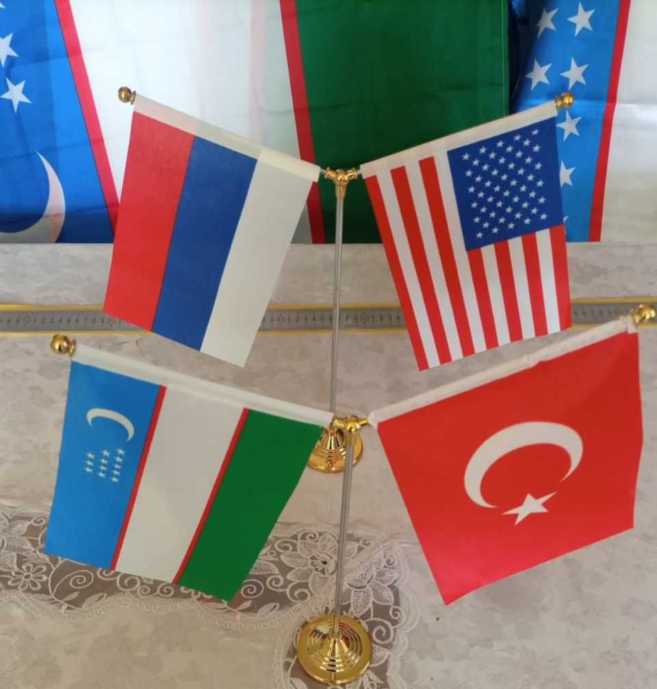2 ustunli Stol Bayroq Flag Настольные флаги двойной стойкой