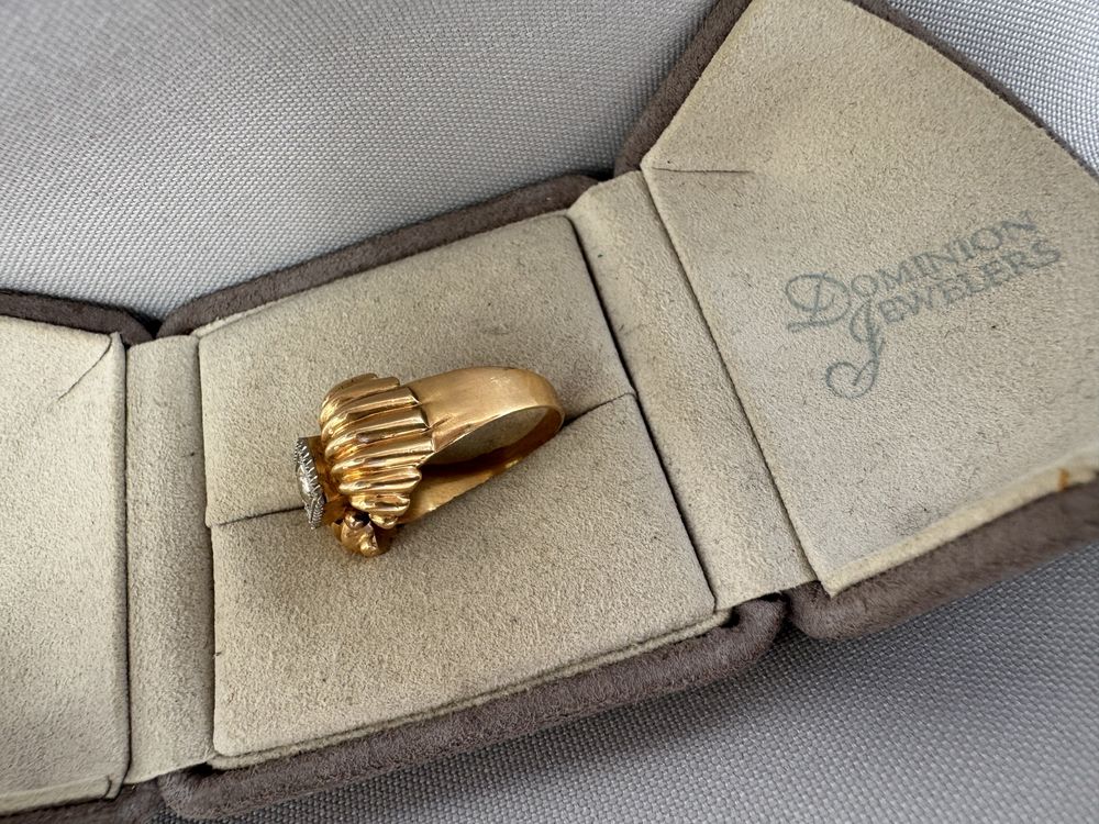 Inel model tank din aur si diamant 0,25 ct