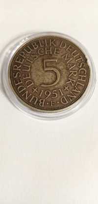 Moneda argint 5 mark/marci 1951