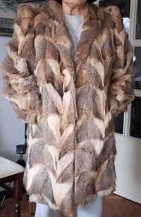 Луксозно дълго палто от 100% естествен косъм лисица и ест. кожа