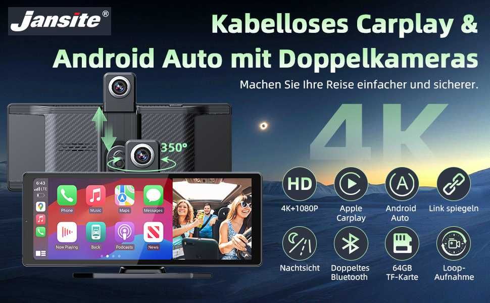 Мултимедия- дисплей 10,3 инча Carplay Android Auto Display с 4K Dashca