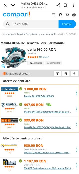 MDM vinde: Fierastrau circular manual Makita+Acumulator DHS680.