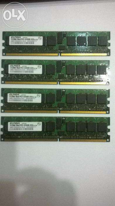 Memorii DDR2-ELPIDA 4x512Mb 1Rx8 PC2-3200R-333-400MHz (kit de 2Gb)