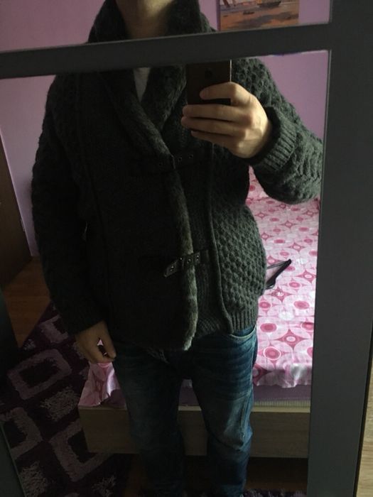 Haina lana cu guler de blana geaca hanorac Zara Man