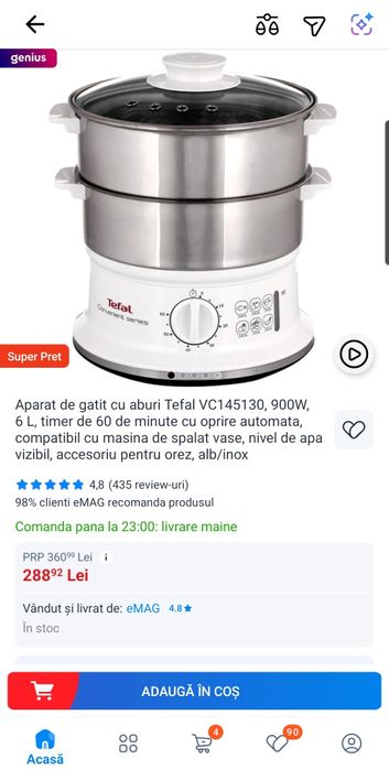 Aparat de gătit cu aburi Tefal