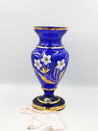 BOHEMIA, голяма стъклена ръчно рисувана ваза,НОВА