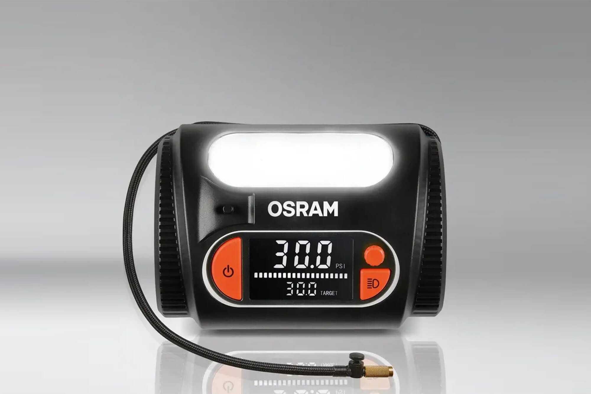 Компресор Osram с дигитален манометър и лампа, 6.9 bar, 12V, 85dB,180W