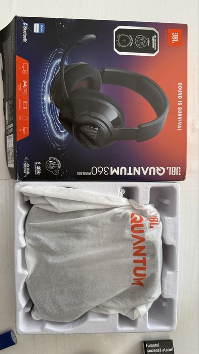 Casti Gaming JBL Quantum 360, Wireless, Negru