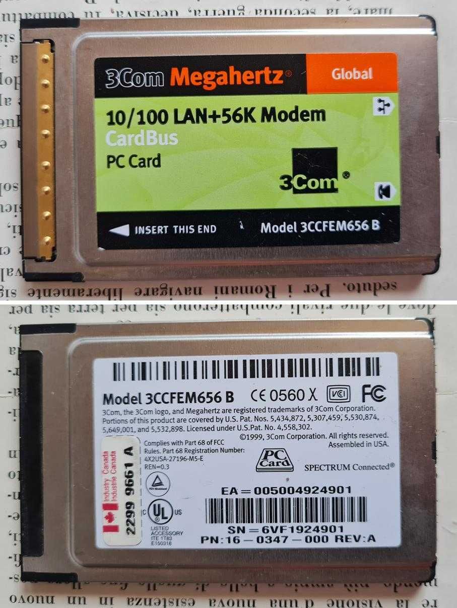 12 bucăți 3Com Megahertz PC Card-uri, condiții foarte bune