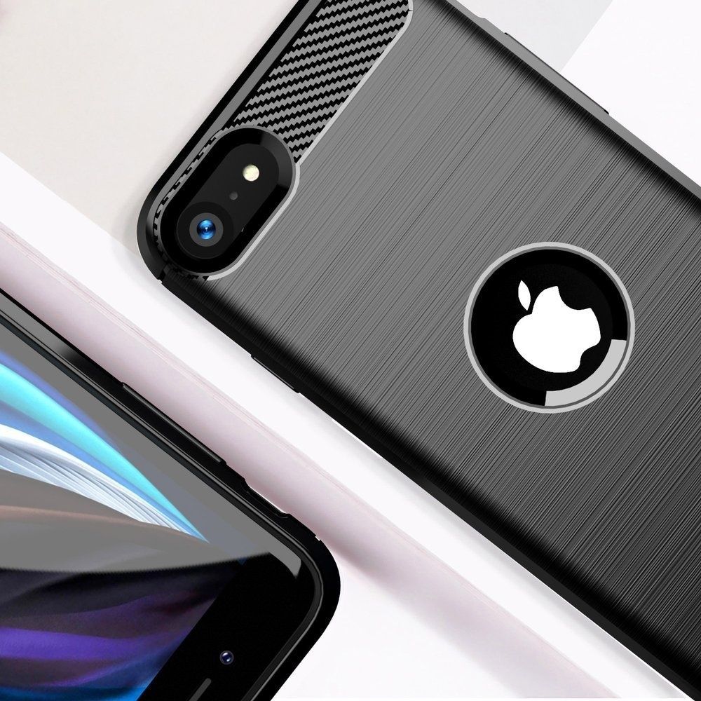 Husa carcasa Apple Iphone SE 2 negru protectie navy antisoc carbon