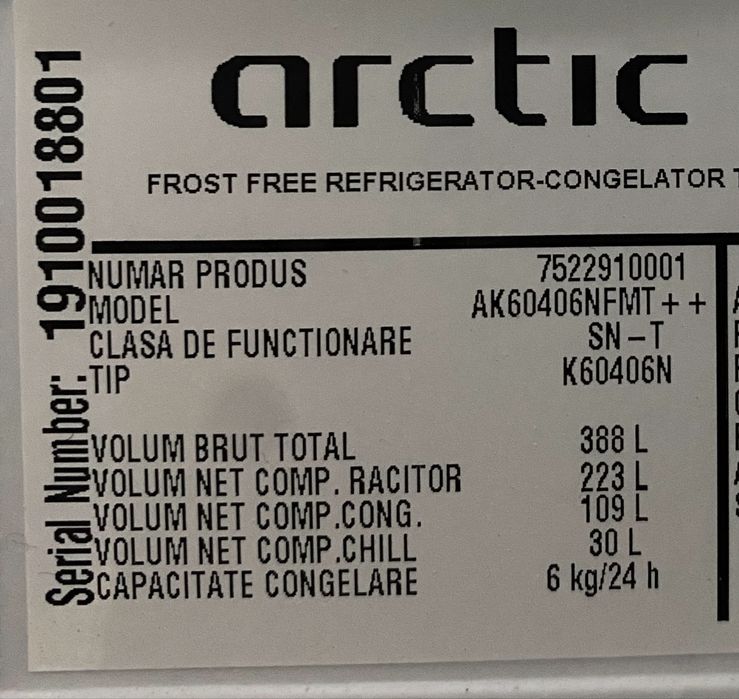 Frigider Arctic 202 cm inaltime A++