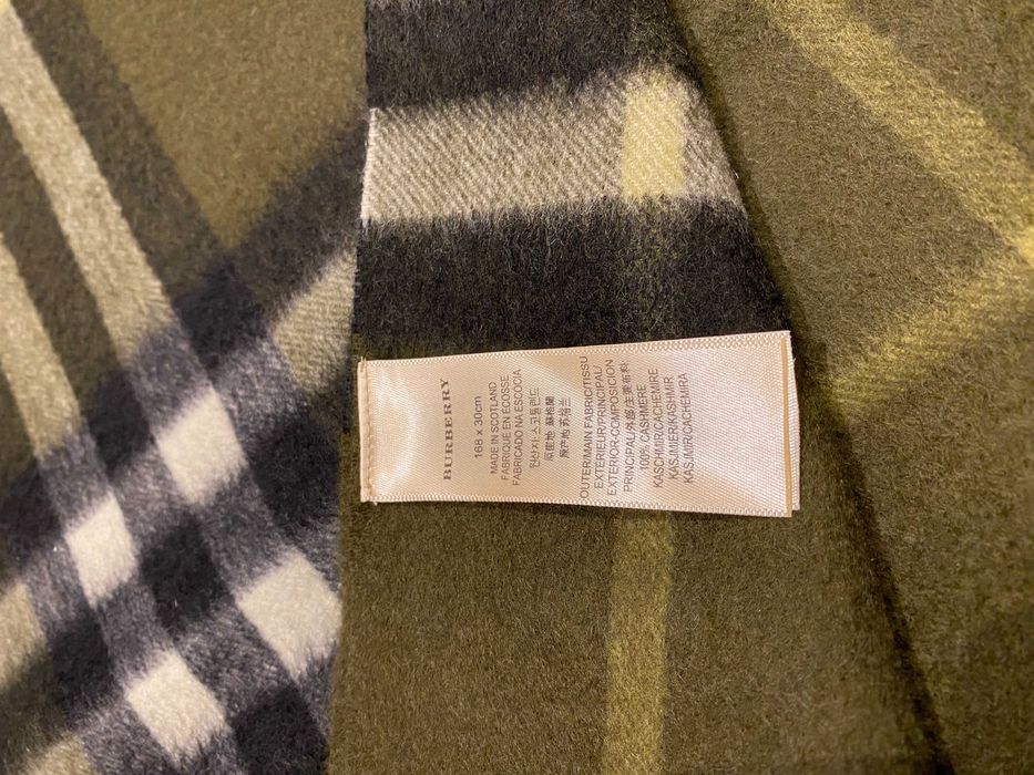 ОРИГИНАЛЕН BURBERRY Pine Green Check кашмирен шал