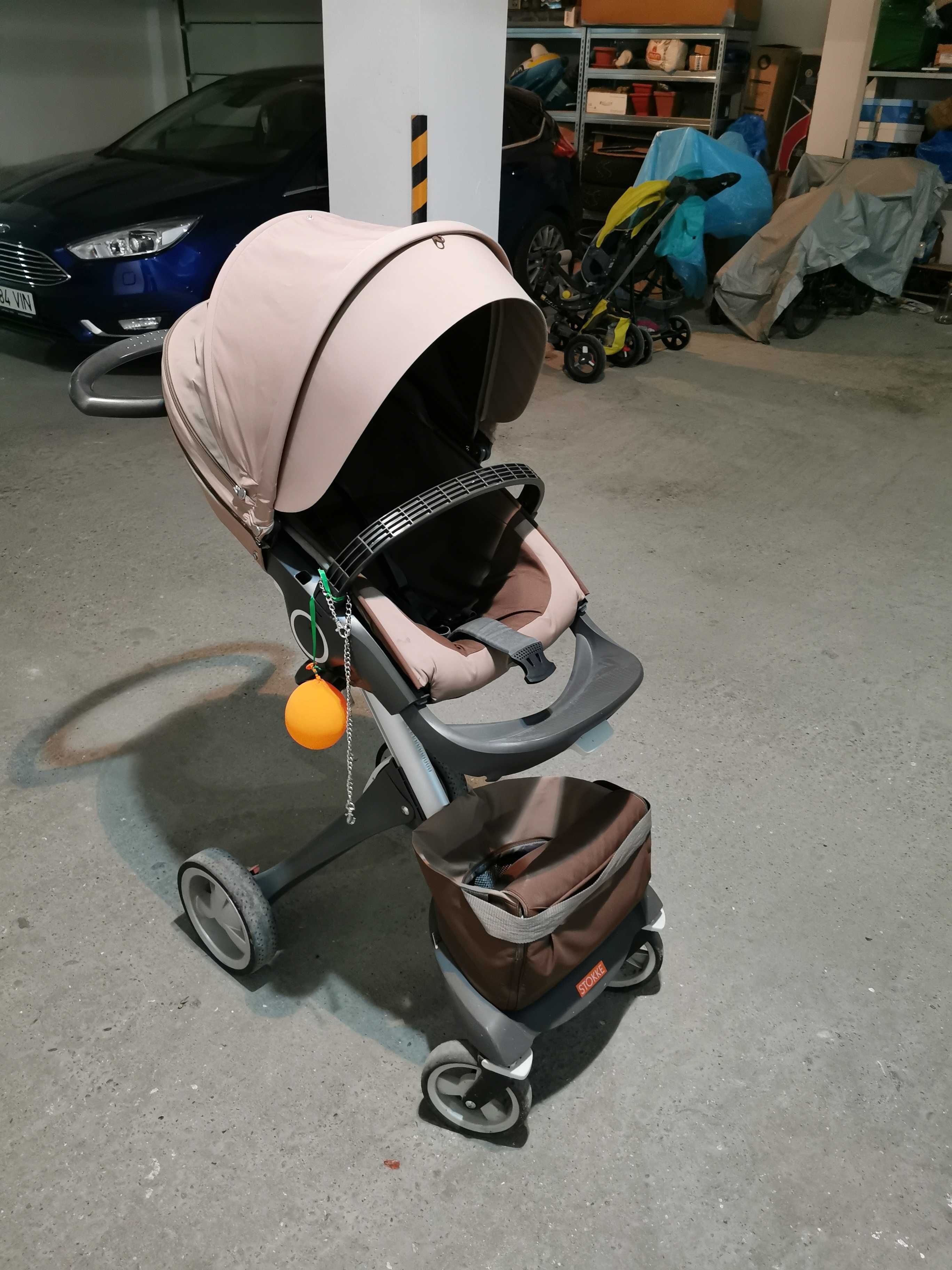 Cărucior de copii Stokke, cu scaun sport, landou, prelată ploaie.