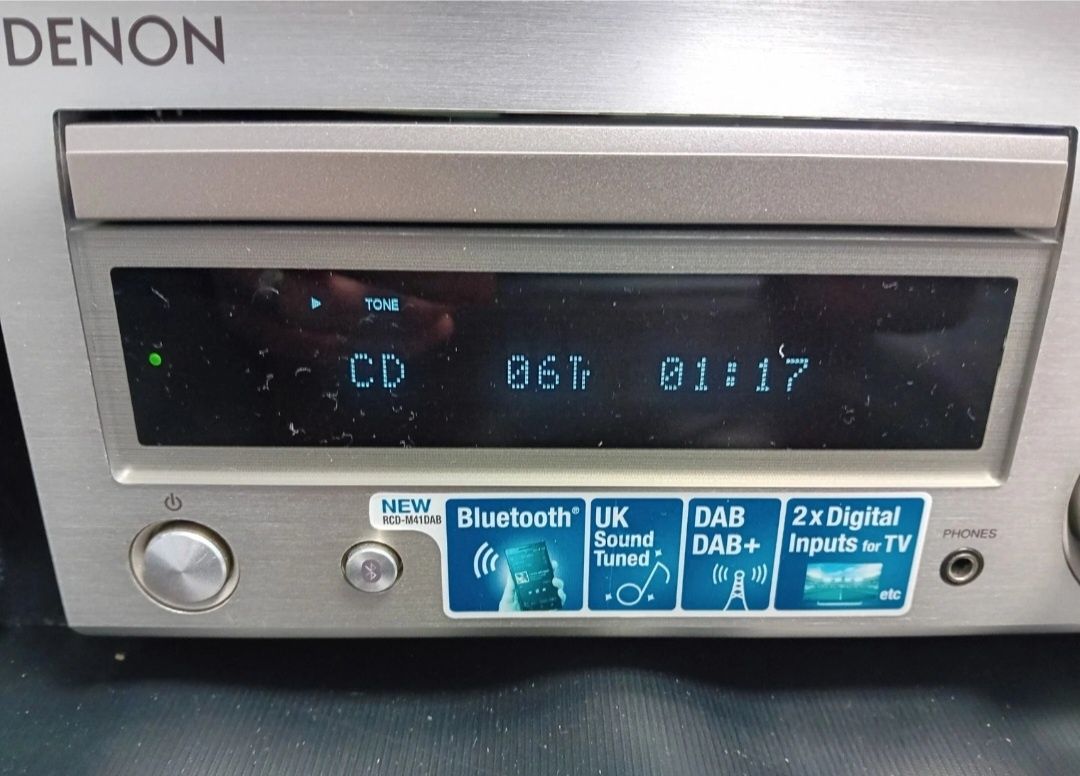 Denon RCD-M41DAB Silver DAB+ BT, CD Hi-Fi Receiver & SC-M41 Speakers.