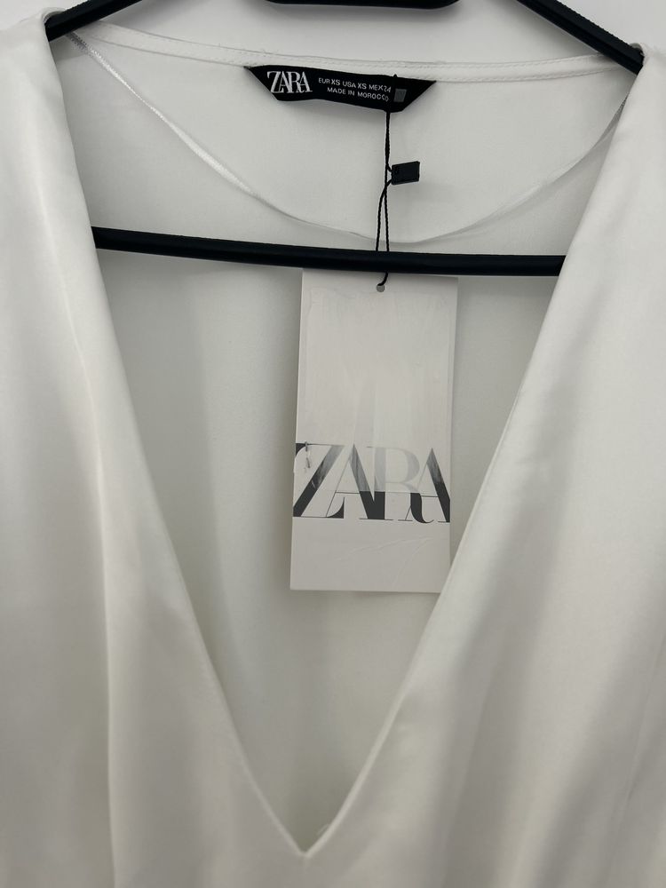 Top scurt, Zara, nou, alb, XS