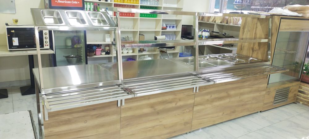 линия раздача, мармит из нержавейки для второго блюд 8 емкостной, дове