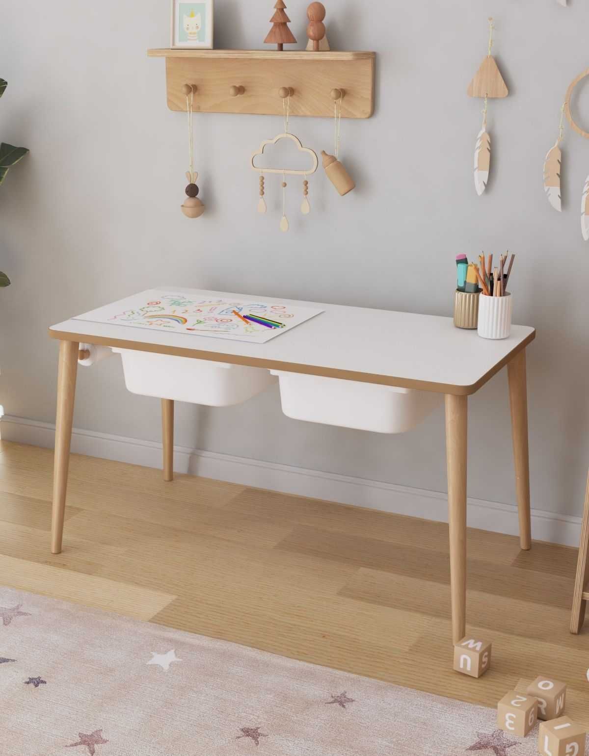 Детска активити маса с чекмеджета "KinderTable"-Бяла