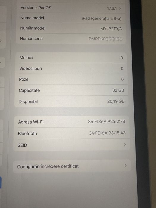 Tableta Ipad 8 32gb pachet complet