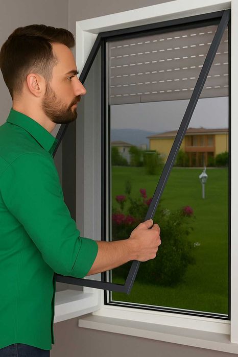 Плисиран Комарник-Премиум качество -Готов без пробиване за 5 секунди .