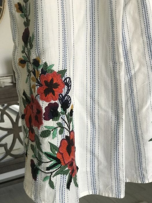 Bluza/Rochita Zara din bumbac cu flori brodate