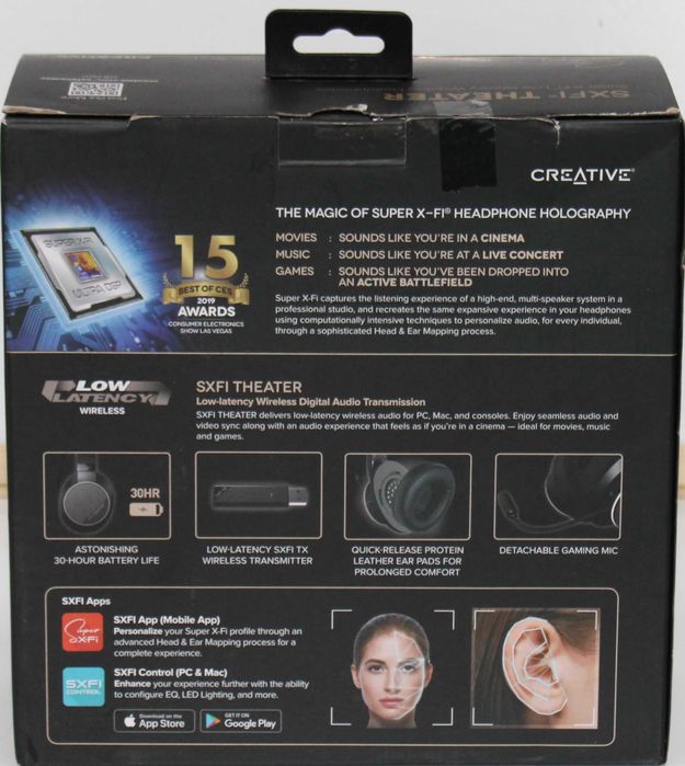 Слушалки Creative SXFI THEATER безжични съвместими SXFI TV ,PC,MAC,PS4