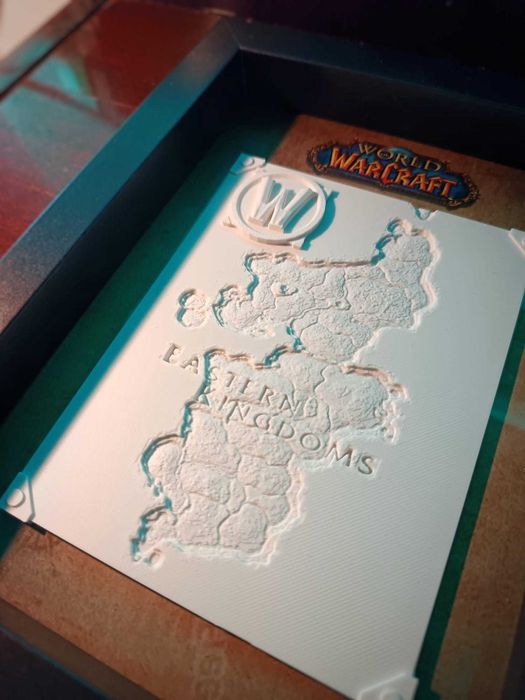 World Of Warcraft - Eastern Kingdoms Hartă în Ramă -3D Printed (22x17)