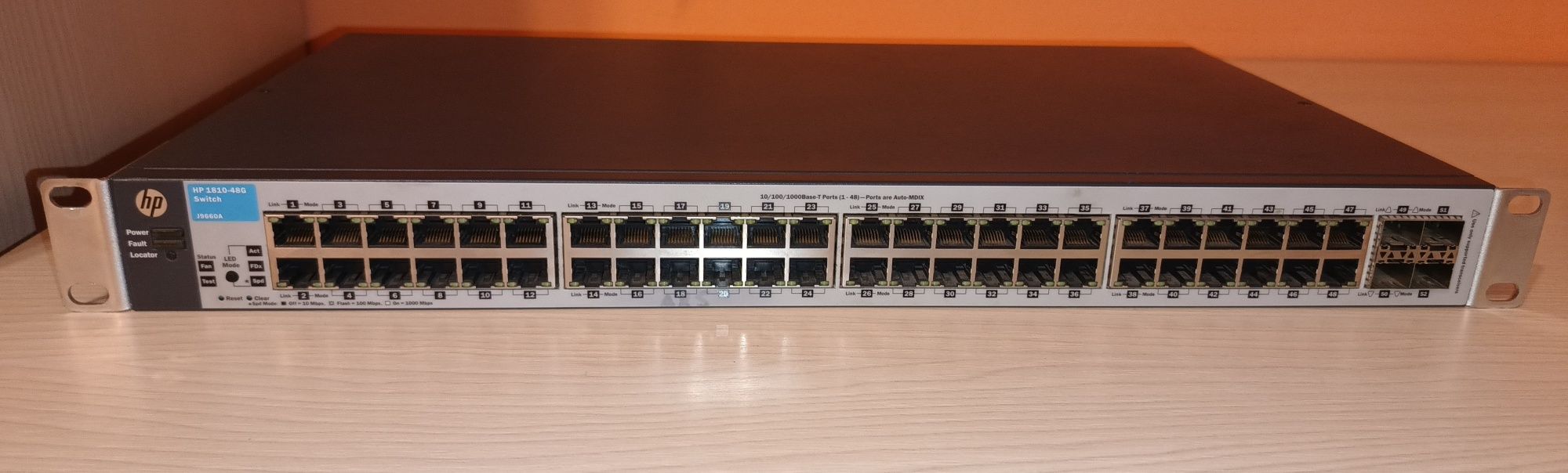 Switch HP 1810 - 48G J9660A ports	48 x 10/100/1000 + 4x SFP 
Pe
Ports