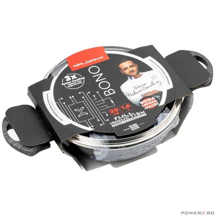 Oala joasa cu capac, din aluminiu, strat antiaderent, 20 cm capacitate