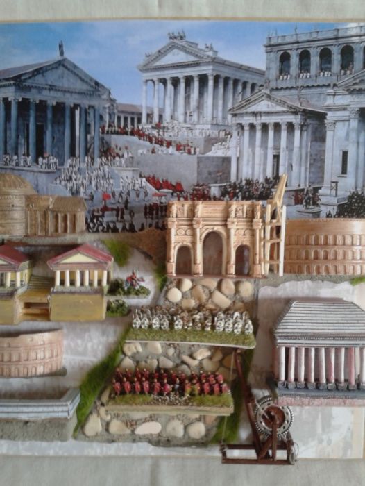 tablou diorama Roma antica cu figurine soldati romani 6mm