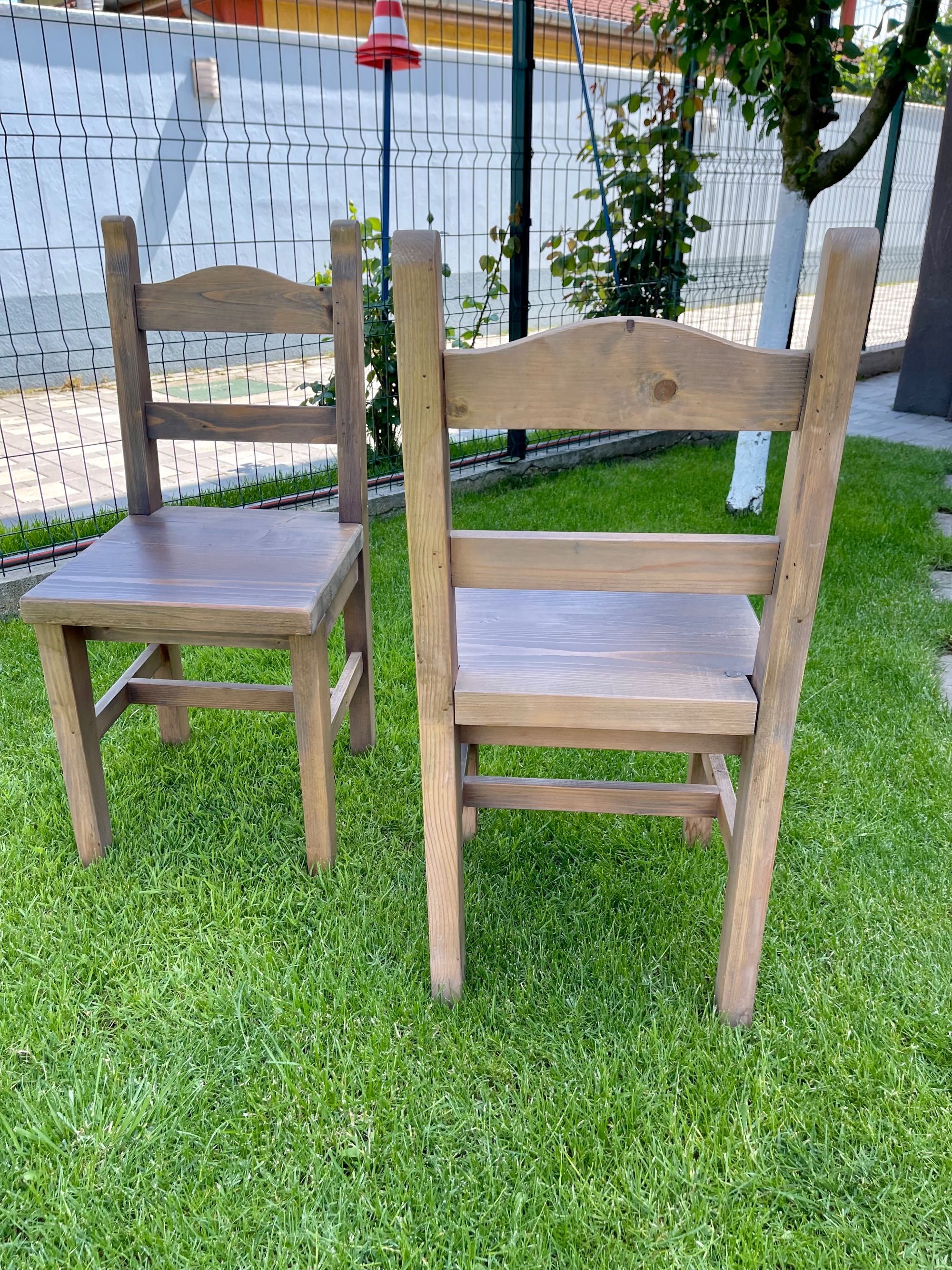 Masa din lemn masiv pentru gradina / foisor + 6 scaune cu perne