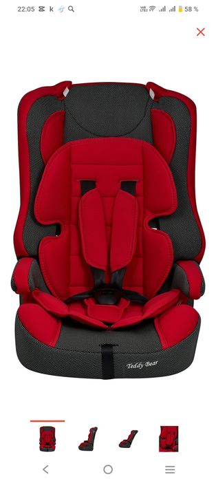 Автокресло Teddy Bear  (9-36 кг) красный