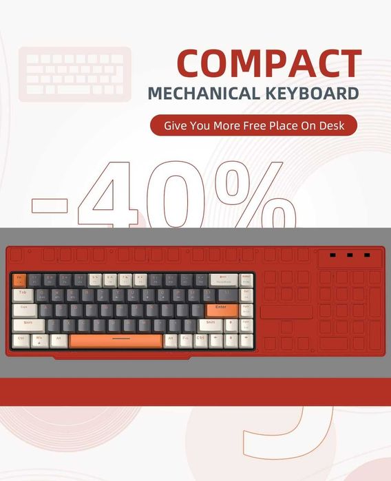 Tastatură mecanică Wireless ZIYOU LANG RK68 60%,Bluetooth 5.0/2.4Ghz