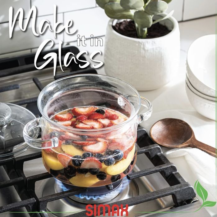 Vand set 2 oale din sticla borosilicata, 2L, cu capac si maner - NOI