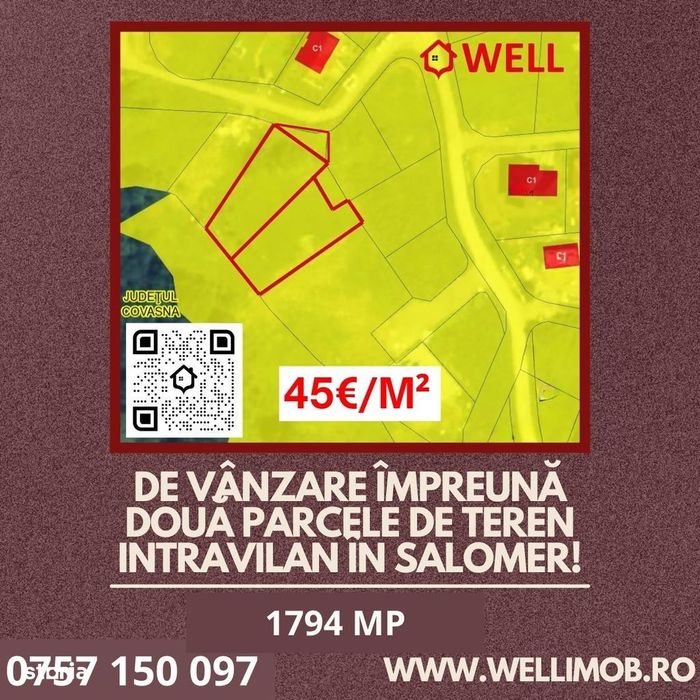 De vânzare două parcele de teren intravilan în Salomer!