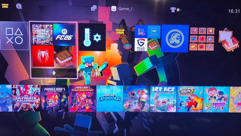 Jocuri PS4+PS4 Modat cu FC 26, GTA V cu Mod Menu, Spiderman, Minecraft