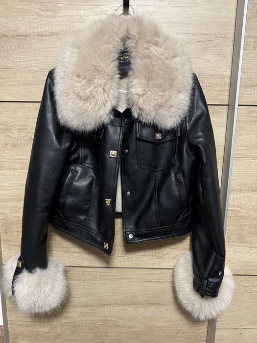 Дамско кожено яке с пух