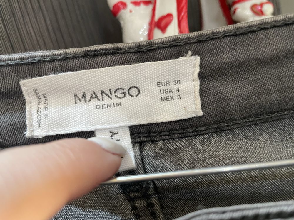 Бели, сиви дънки Mango, боди размер с, 100 % памук