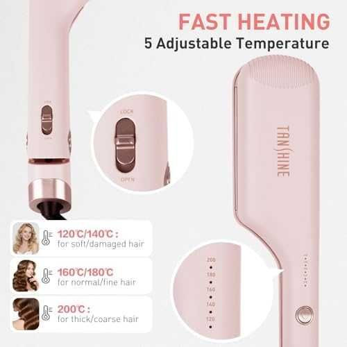 Нова Вълнообразна маша за коса 32мм с керамика, 5 нива загряване 30сек