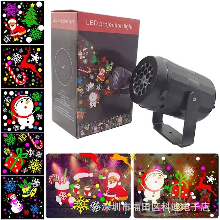 LED проектор с конектор, 16 броя с коледна шарка