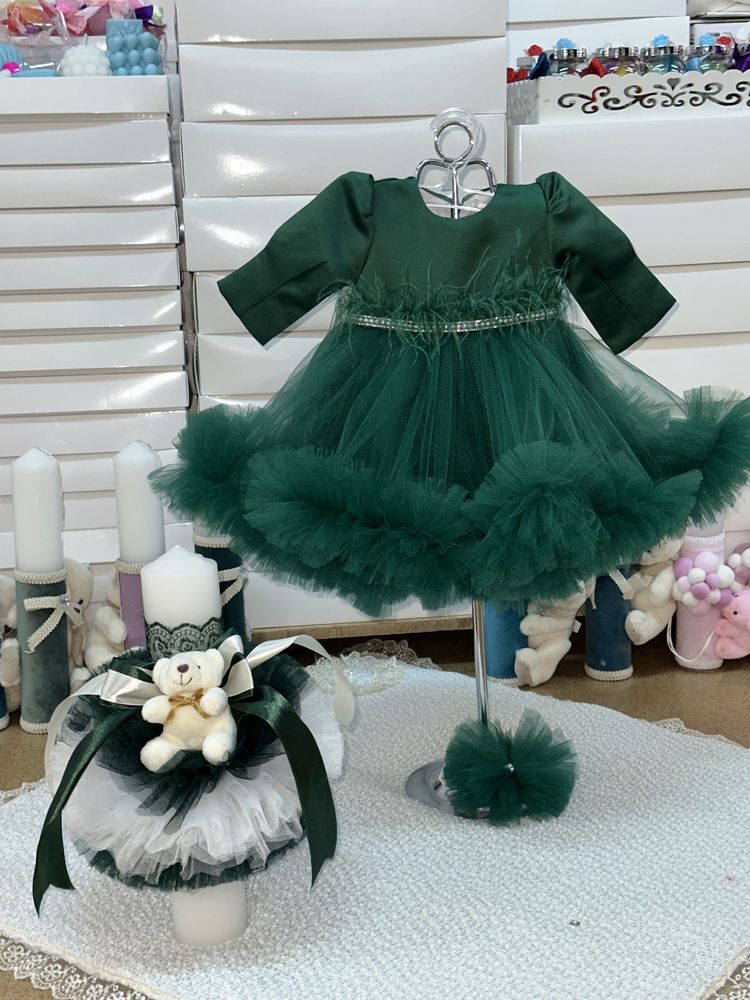 Rochie de fetita,diverse culori cu dantela si puf sau flori/0luni-5ani