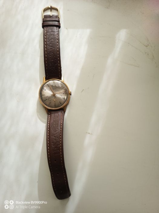 Ceas de mana Raketa 16 jewels placat cu aur din anii 1950